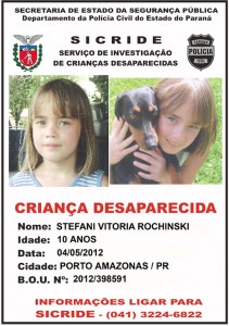 Menina de 10 anos continua desaparecida em Porto Amazonas