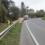 Caminhão carregado de madeira tomba na PR 151 em Coxilhão _São João do Triunfo_2