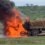 Caminhão carregado de batatas pega fogo na PR 151_8