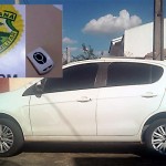 Veículo Palio branco usado nos furtos e dispositivo que inibe alarme_fotos PM e Rinaldo Agotani_Rádio Ipiranga