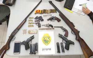 Apreensão de 9 armas de fogo em Palmeira pela polícia - foto PM