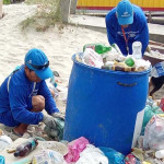 Material recolhido das praias, em limpeza diÃ¡ria